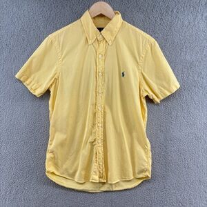 Ralph Lauren Featherweight Twill Button-Down Shirt Yellow Short Sleeve Men’s S